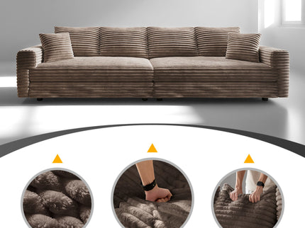 Deep Seat Convertible Sofa With Soft Pillows And Ottomans