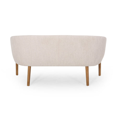 Mid Century Modern Loveseat With Channel Stitched Backrest