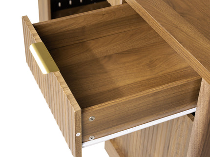 Modern Fluted Office Desk With Storage Cabinet