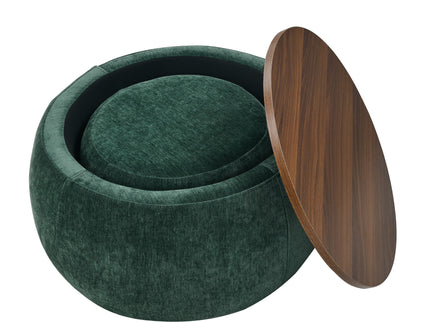 Round Storage Ottoman, 2 In 1 Function, End Table And Ottoman
