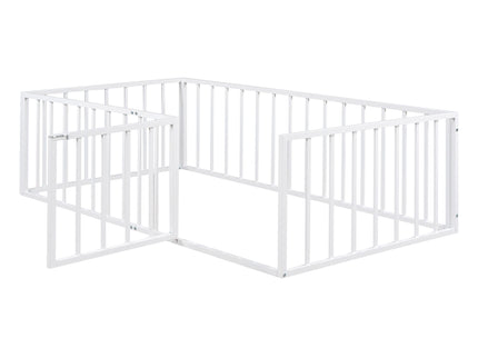 Metal Floor Bed Frame With Fence And Door