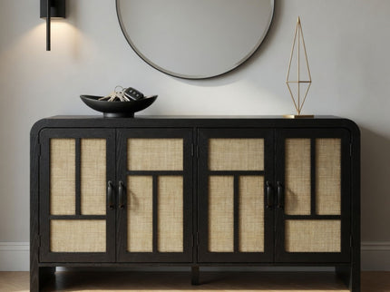 Sideboard Buffet Cabinet With 4 Doors & Adjustable Shelves - Black