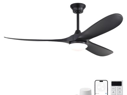 Smart Ceiling Fan With Lights, 3 Blades, Reversible Quiet DC Motor For Indoor