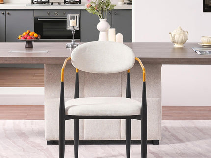 Modern Upholstered Dining Chair With Accented Armrests (Set of 2)