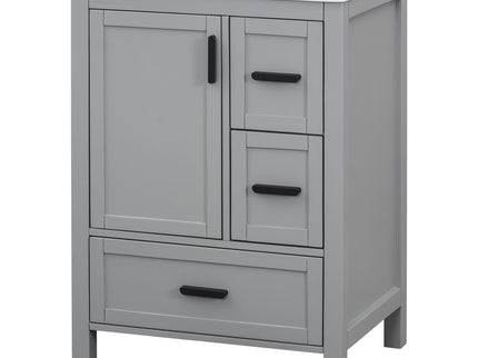 Bathroom Vanity With Sink, Soft Close Door, Double Layer Door Shelf And 3 Drawers - Gray