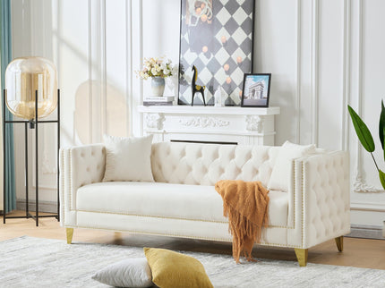 Deep Seat Sofa With Button Nailhead, Square Arm Couches