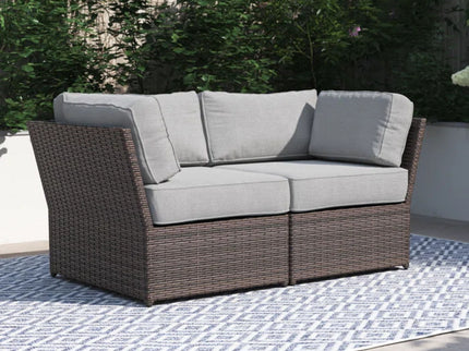 Outdoor Wicker Loveseat With Cushions Patio Seating Wicker - Brown