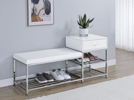 Yesler - 1 Drawer Storage Bench - Glossy White
