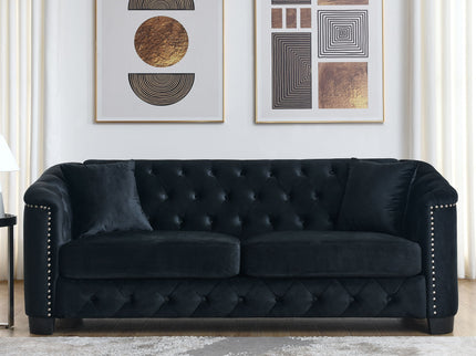 Modern Chesterfield Sofa With Tufted Backrest For Living Room