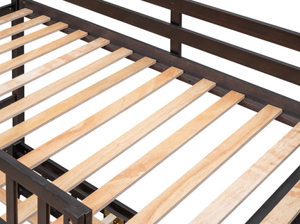 Bunk Bed With 6 Drawers And Flexible Shelves, Bottom Bed With Wheels