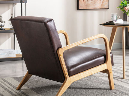 Open Framed Armchair With Cushioning Brown - Dark Brown