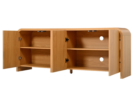 Curved Edge TV Stand With Large Cabinets