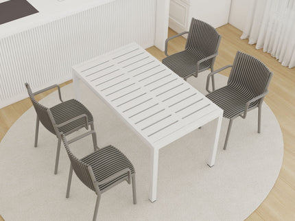 4 Modern Stackable Armchair Matched With Long Table
