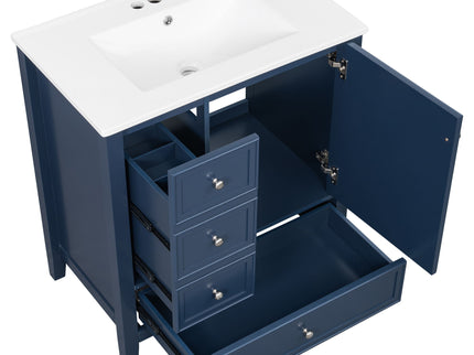 Modern Bathroom Vanity With Sink, 1 Cabinet & 3 Drawers