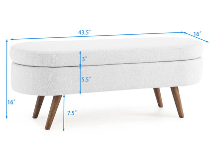 Ottoman Oval Storage Bench With Rubber Wood Legs