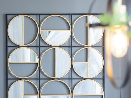 Eclectic Styling Metal Beaded Wall Mirror With Contemporary Design For Bedroom, Liveroom & Entryway