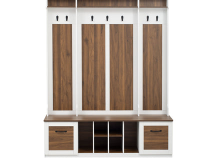 5 In 1 Entryway Bench With Coat Rack, 7 Sturdy Hooks, 2 Spacious Drawers And Adjustable Shelves