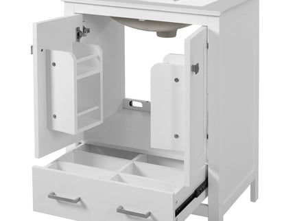 Bathroom Vanity With Integrated Undermount Ceramic Sink, 2 Doors And 1 Drawer, Soft Close Hinges