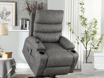 Large Size Electric Power Lift Recliner Chair Sofa With 8 Point Vibration Massage And Lumbar Heat