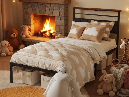 Platform Bed Frame With Charging Station & Headboard Storage