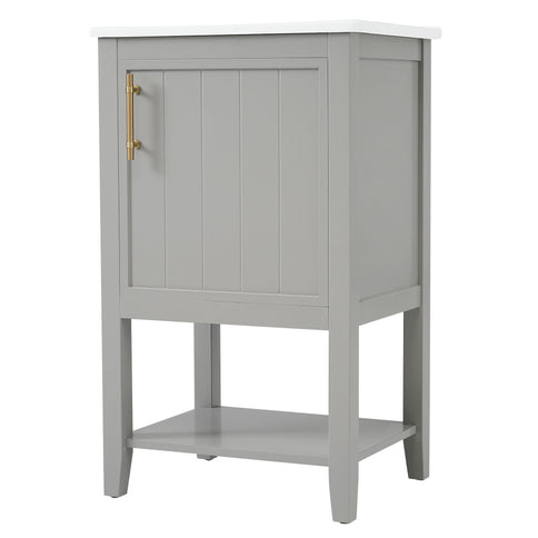 Modern Bathroom Vanity With Sink, Soft-Closing Door And Open Shelf