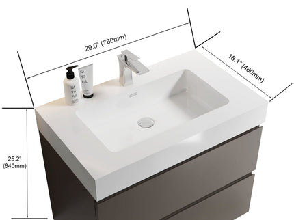Alice - Bathroom Vanity With Sink, Large Storage Wall Mounted Floating Bathroom Vanity For Modern Bathroom, One-Piece Sink Basin Without Drain And Faucet