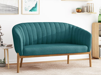 Mid Century Modern Loveseat With Channel Stitched Backrest