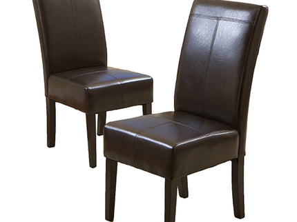 Bonded Leather Upholstered Dining Chair With Solid Wood Legs (Set of 2) - Chocolate