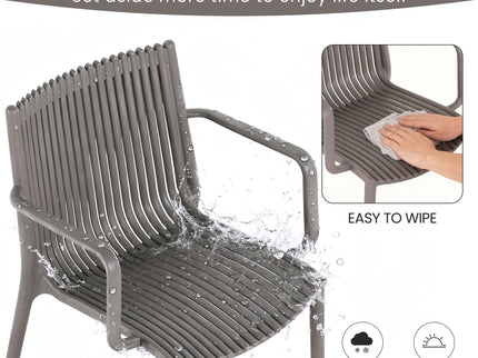 4 Piece Stackable Single Chairs With Vertical Stripe Design For All Weather