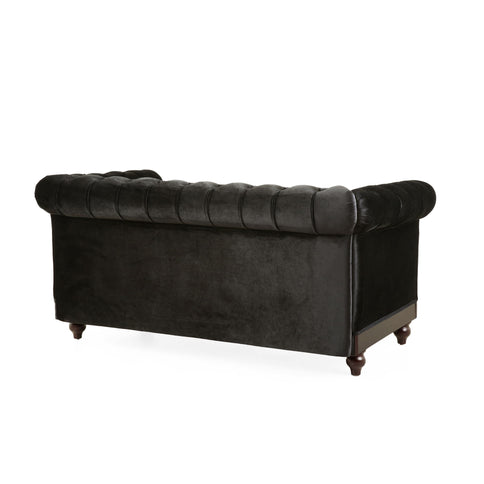 Chesterfield Loveseat Sofa, 2 Person Rolled Arm Upholstered Couch