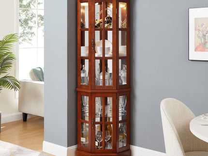 Corner Curio Cabinet With 5 Shelves And Lighting System (E26 Light Bulb Not Included)