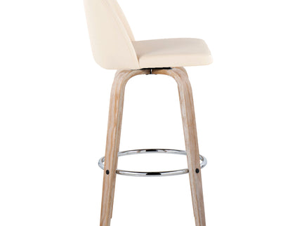 Toriano - Contemporary Fixed Height Barstool With Swivel & Round Footrest (Set of 2)