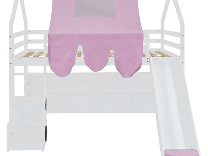 Loft Bed With House Shaped Frame And Tent