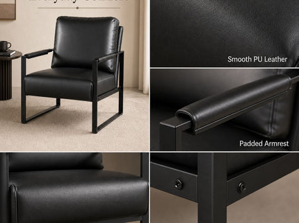 Classic Mid Century Modern Accent Chair With Durable Square Metal Frame, Armchair