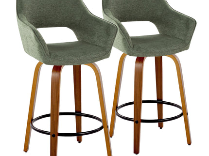 Mustang - Contemporary Fixed Height Counter Stool With Swivel With Round Footrest (Set of 2)