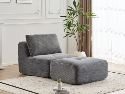 Single Chaise Longue With Movable Ottoman For Living Room