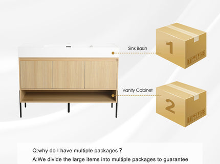 Modern Bathroom Vanity Combo With Single Resin Sink And Storage Cabinet