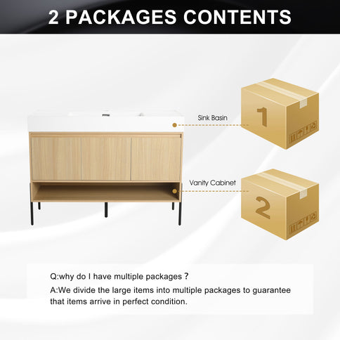 Modern Bathroom Vanity Combo With Single Resin Sink And Storage Cabinet