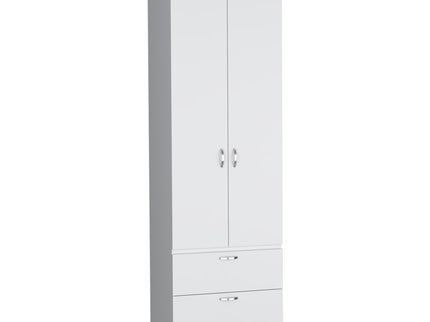 Armoire Organiser, Two Shelves, Rod, Double Door Cabinet Armoire