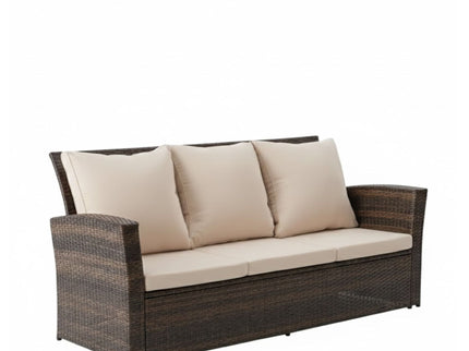 All-Weather Wicker 3 Seat Patio Sofa With Thick Cushions
