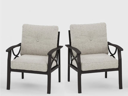 All-Weather Armchairs With Cushions, Modern Sculptural Design (Set of 2)