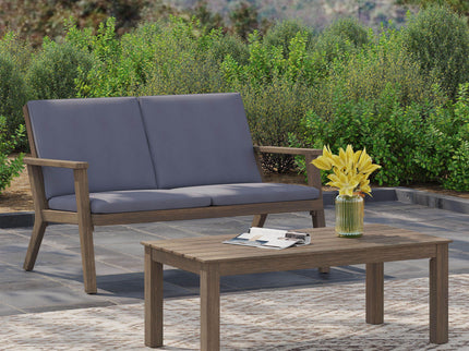Avacyn - Outdoor Loveseat And Coffee Table Set With Cushions - Dark Gray
