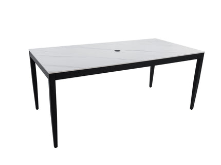 Outdoor Modern Patio Dining Table, Post Tapered Legs, Weatherproof & Rust Free
