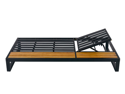 Chaise Lounge Set, 5 Position Adjustable, Flat Side Surface Storage