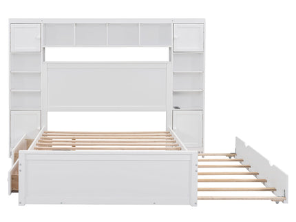 Bed With All In One Cabinet, Shelf And Sockets, Trundle
