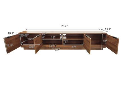 TV Stand, Entertainment Center & Fluted Door & Cable Management, Soft Closing Hinges - Walnut