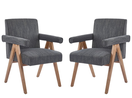 Contemporary Poppy Fabric Dining Armchair With Rubberwood Legs