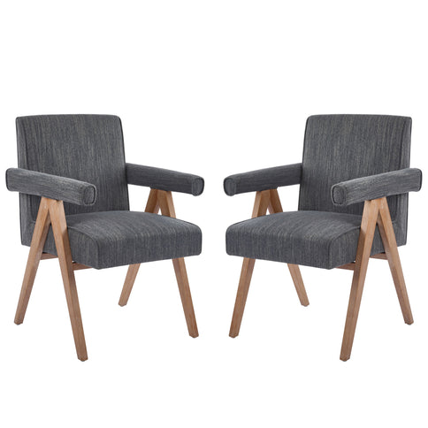Contemporary Poppy Fabric Dining Armchair With Rubberwood Legs