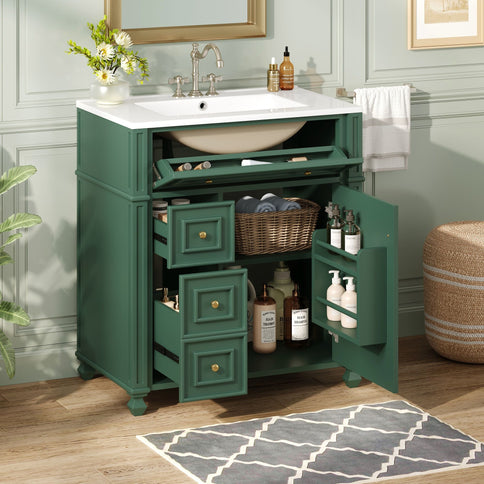 Bathroom Vanity Cabinet With Sink, Soft Close Doors With Door Organizer