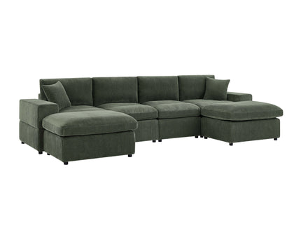 Upholstered Symmetrical Modular Sectional With 6 Seating